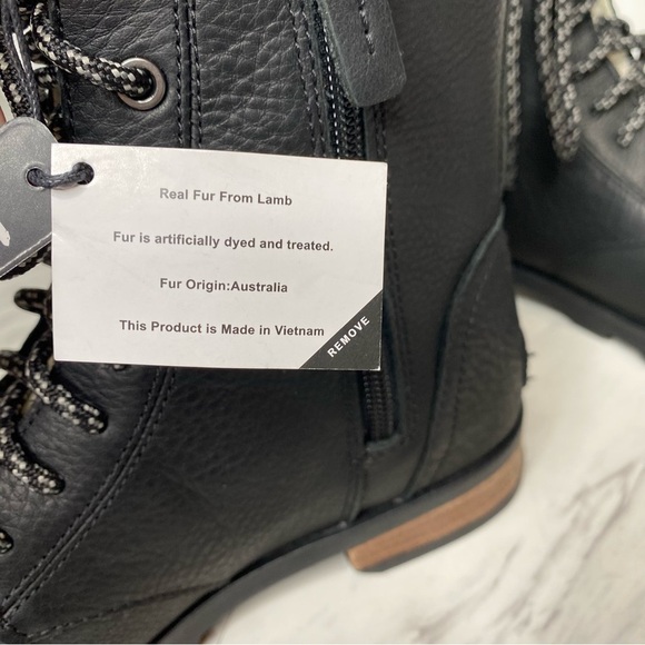 New! Sorel Emelie Black Leather Short Lace Up Boot 8 - Picture 11 of 15